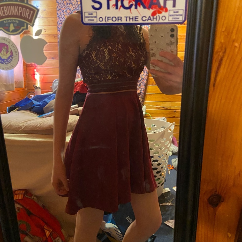 Maroon shirt dress